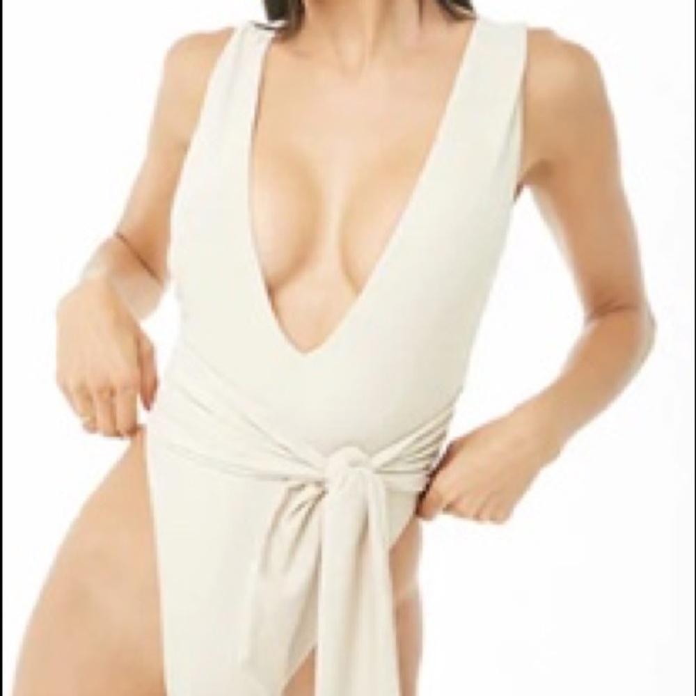 Deep V Tan Swimsuit